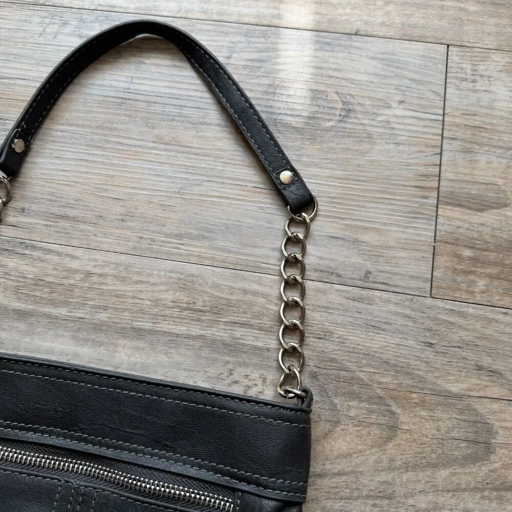 Nine West Y2K Gray Wallet Bag Clutch Chain Strap Vintage Early 2000s Grunge